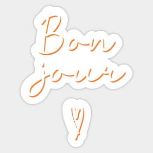 Bonjour Pink and Orange Cursive Sticker